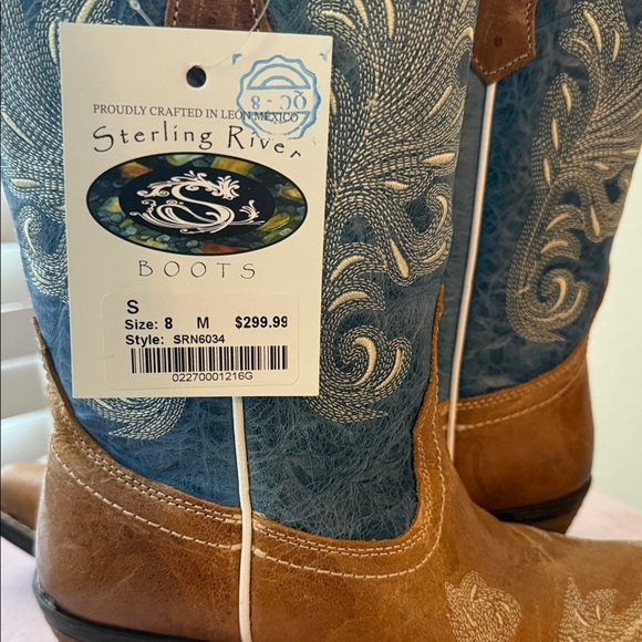 Brown and Blue Western Cowboy Boots - Picture 2 of 6